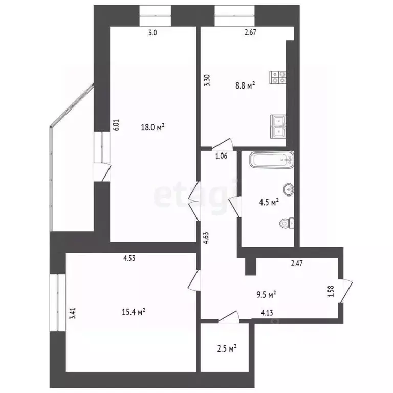 2-к кв. Пермский край, Пермский муниципальный округ, с. Фролы ул. ... - Фото 2