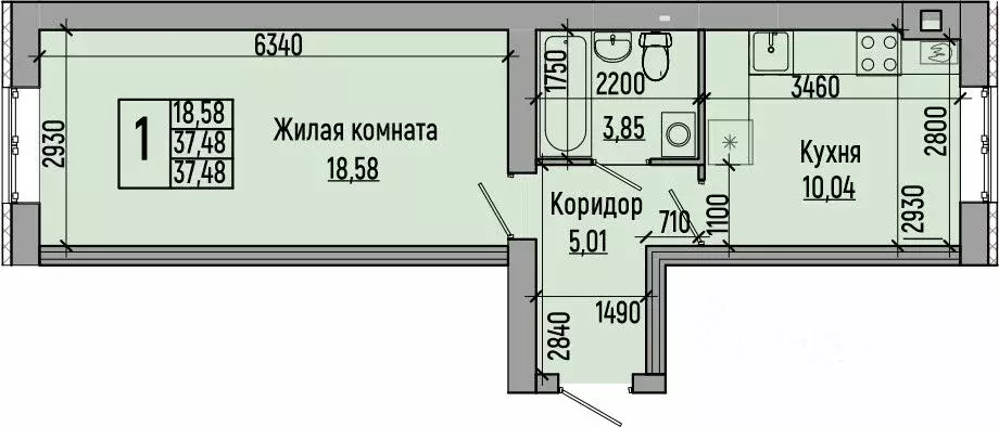 1-к кв. Волгоградская область, Волгоград ул. Иссы Плиева, 6А (37.48 м) - Фото 0