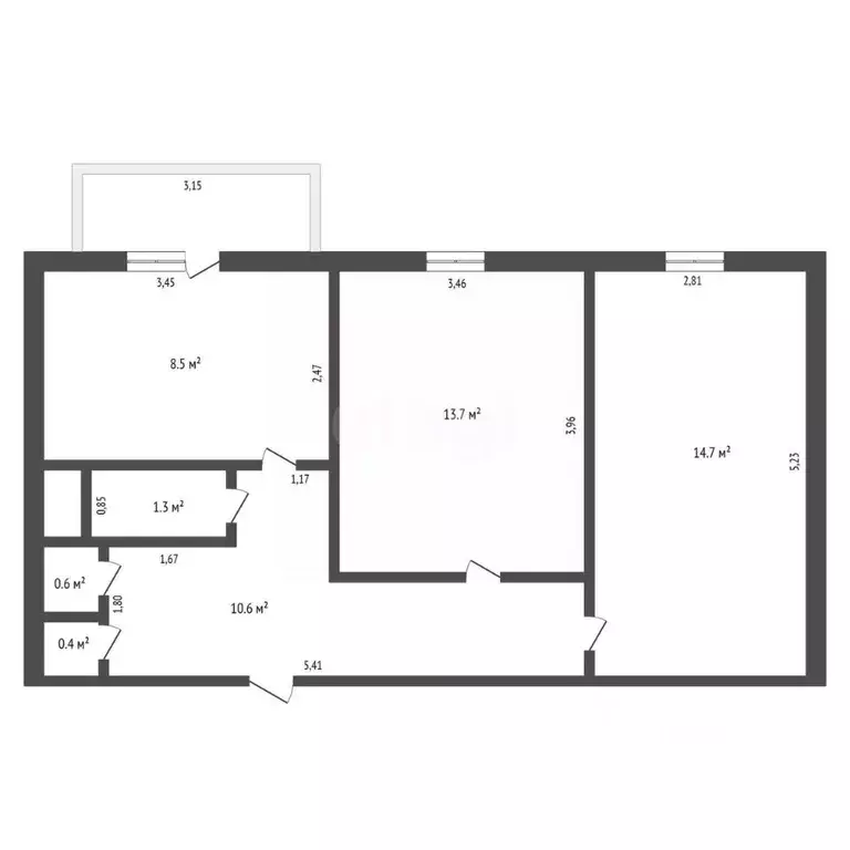 2-к кв. Амурская область, Шимановск 1-й мкр, 26 (52.4 м) - Фото 1