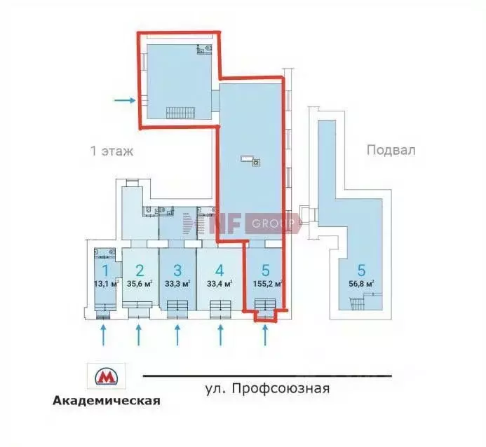 Торговая площадь в Москва Профсоюзная ул., 5/9 (212 м) - Фото 2