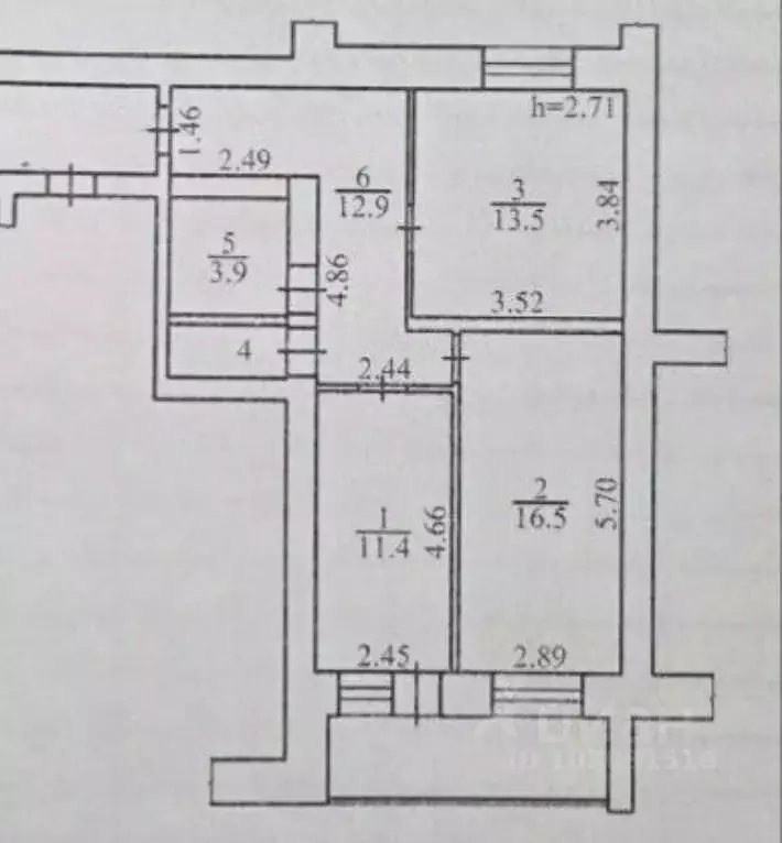 2-к кв. Калужская область, Калуга ул. Генерала Попова, 11/1 (60.0 м) - Фото 2