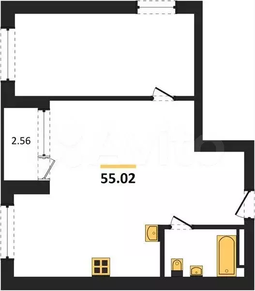 2-к. квартира, 55 м, 9/14 эт. - Фото 0