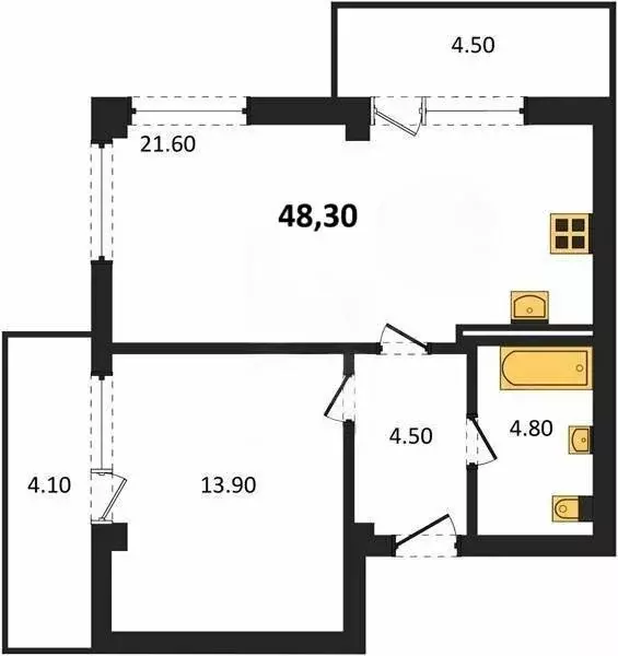 1-комнатная квартира: Севастополь, улица Степаняна, 2 (48.32 м) - Фото 1