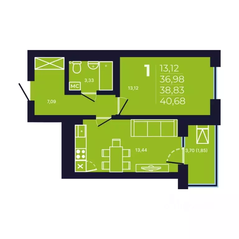 1-к кв. Башкортостан, Уфа ул. Майора Доставалова, 7 (39.1 м) - Фото 1