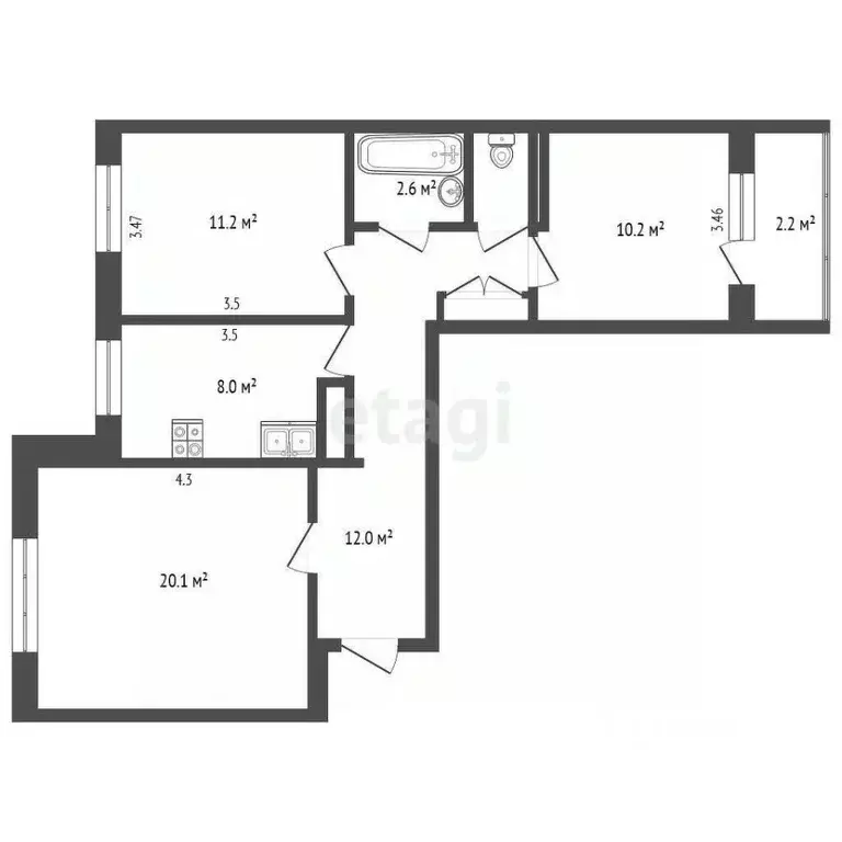 4-к кв. Крым, Щелкино Ленинский район, 3-й мкр, 101/1 (66.4 м) - Фото 2