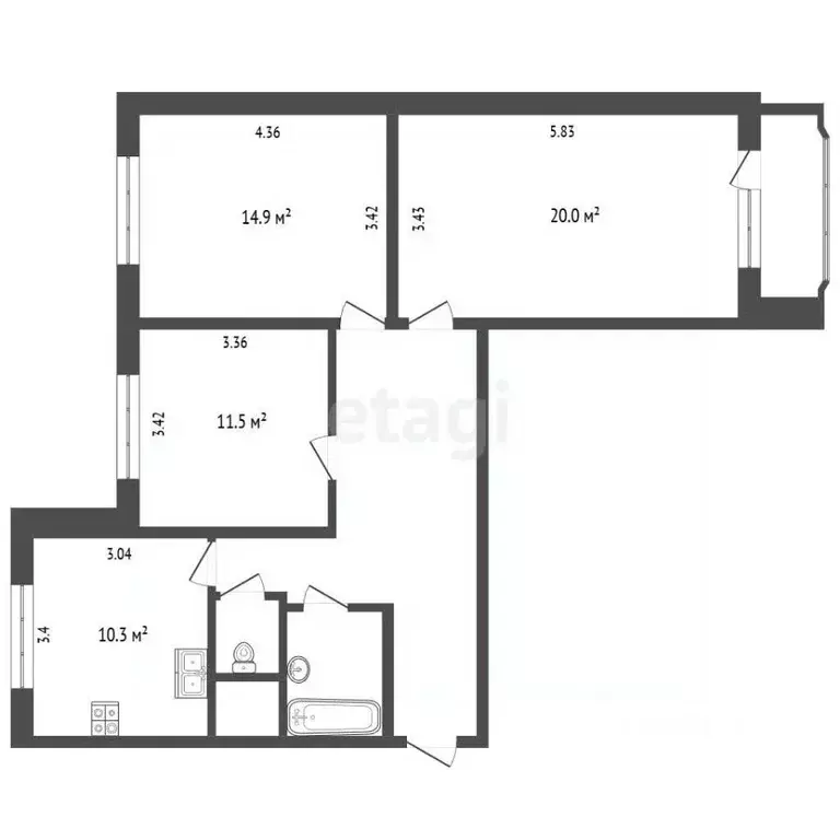 3-к кв. Москва ул. Мусы Джалиля, 26К1 (72.1 м) - Фото 1