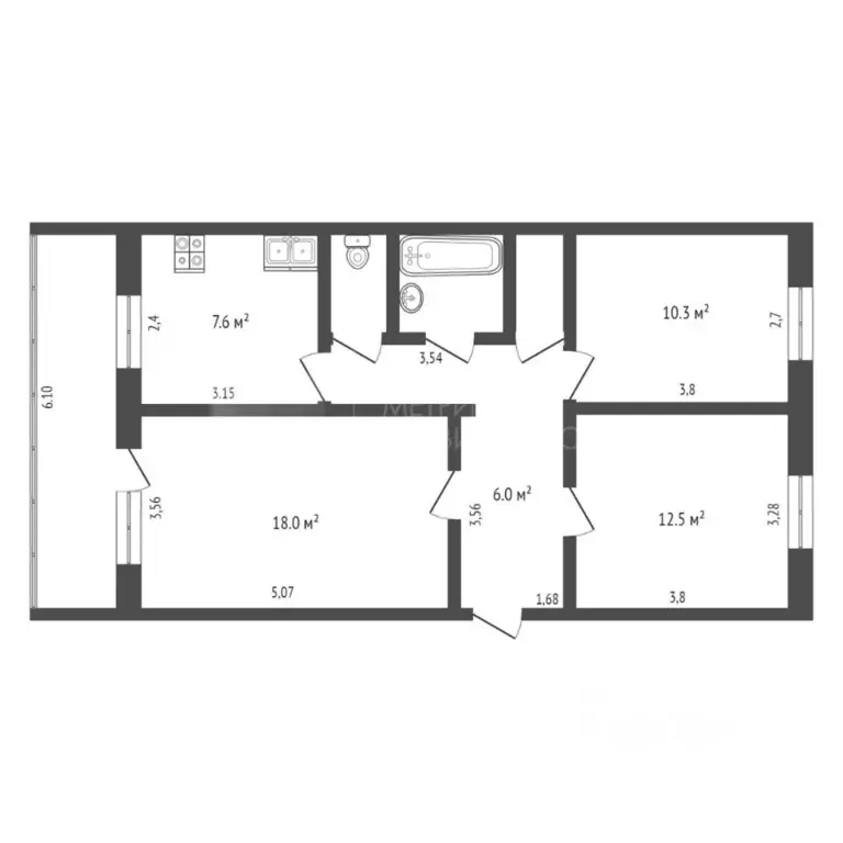 3-к кв. Тюменская область, Тюмень Ялуторовская ул., 23 (65.7 м) - Фото 1