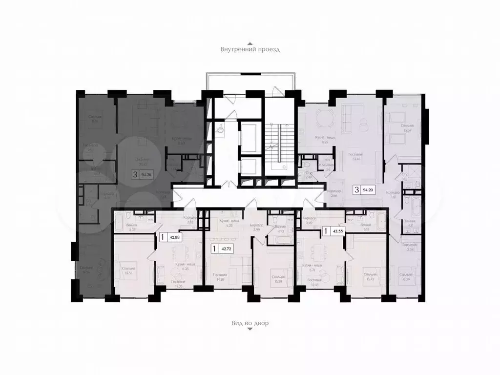 3-к. квартира, 94,3 м, 14/17 эт. - Фото 1