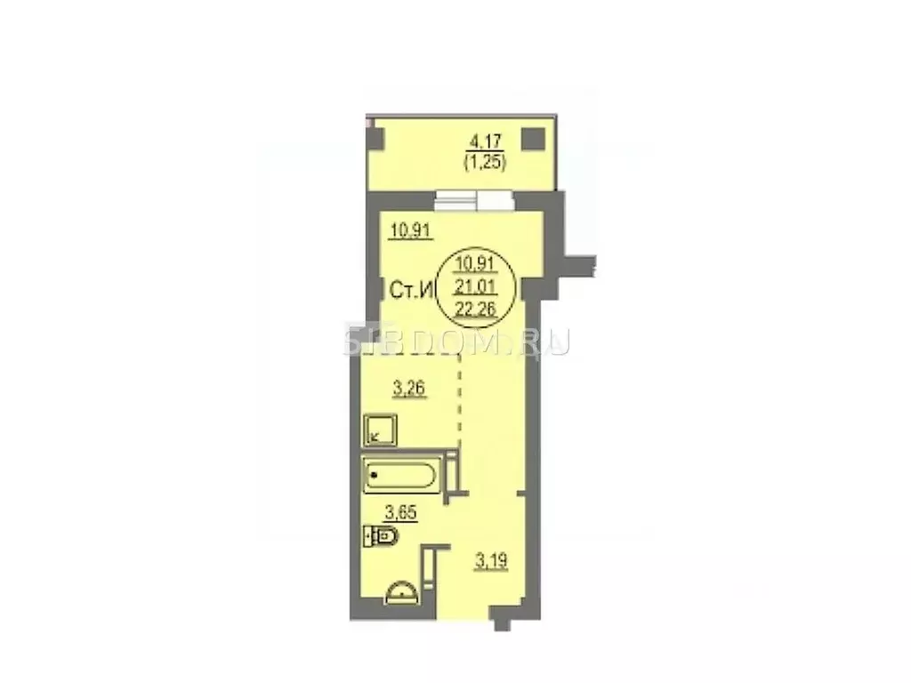 Студия Алтайский край, Барнаул Балтийская ул., 101 (24.5 м) - Фото 2