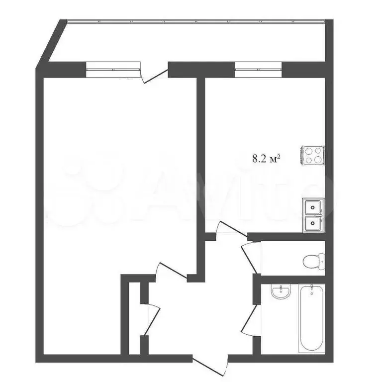 1-к. квартира, 35,2 м, 2/9 эт. - Фото 0