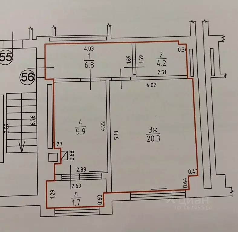 1-к кв. Калининградская область, Калининград ул. Добролюбова, 37 (41.2 ... - Фото 2