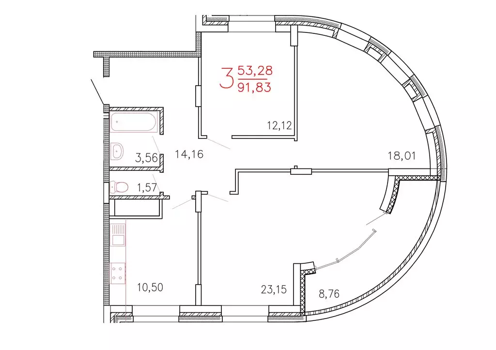 3-комнатная квартира: Тверь, Планерная улица, 8 (91.8 м) - Фото 1