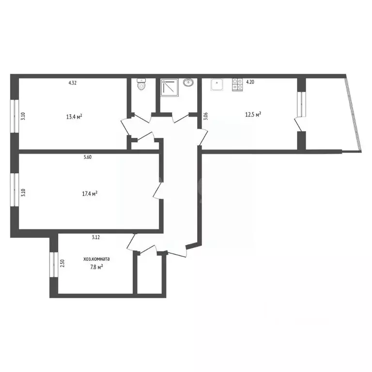 3-к кв. Тюменская область, Тюмень Широтная ул., 17а (63.5 м) - Фото 1