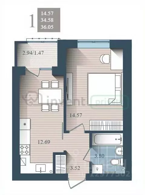 1-к кв. Калининградская область, Калининград ул. Сержанта Мишина, 81к2 ... - Фото 1