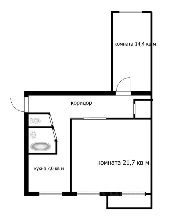 2-к кв. Томская область, Томск Украинская ул., 19 (57.8 м) - Фото 2