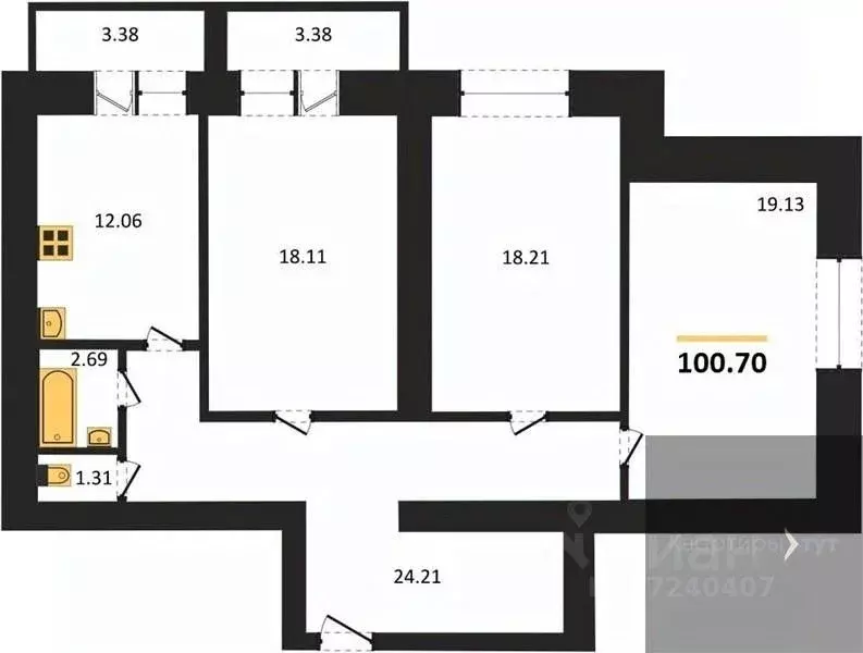 3-к кв. Воронежская область, Воронеж пер. Здоровья, 90Г/1к1 (100.7 м) - Фото 0