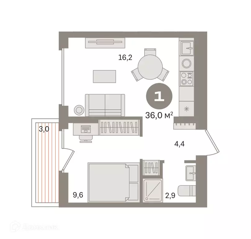 Продаётся 1-к квартира, 36.01 м - Фото 0