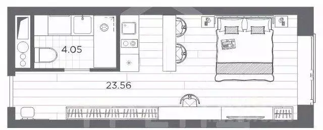 Студия Санкт-Петербург просп. Энергетиков, 8к2 (27.6 м) - Фото 2