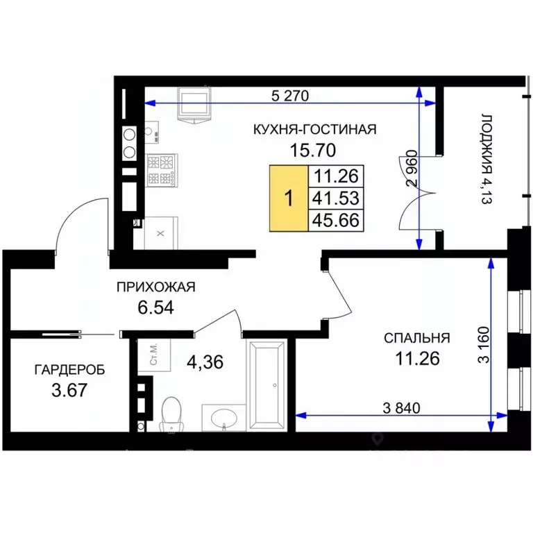 1-к кв. Калининградская область, Гурьевск Включи жилой комплекс (45.66 ... - Фото 0