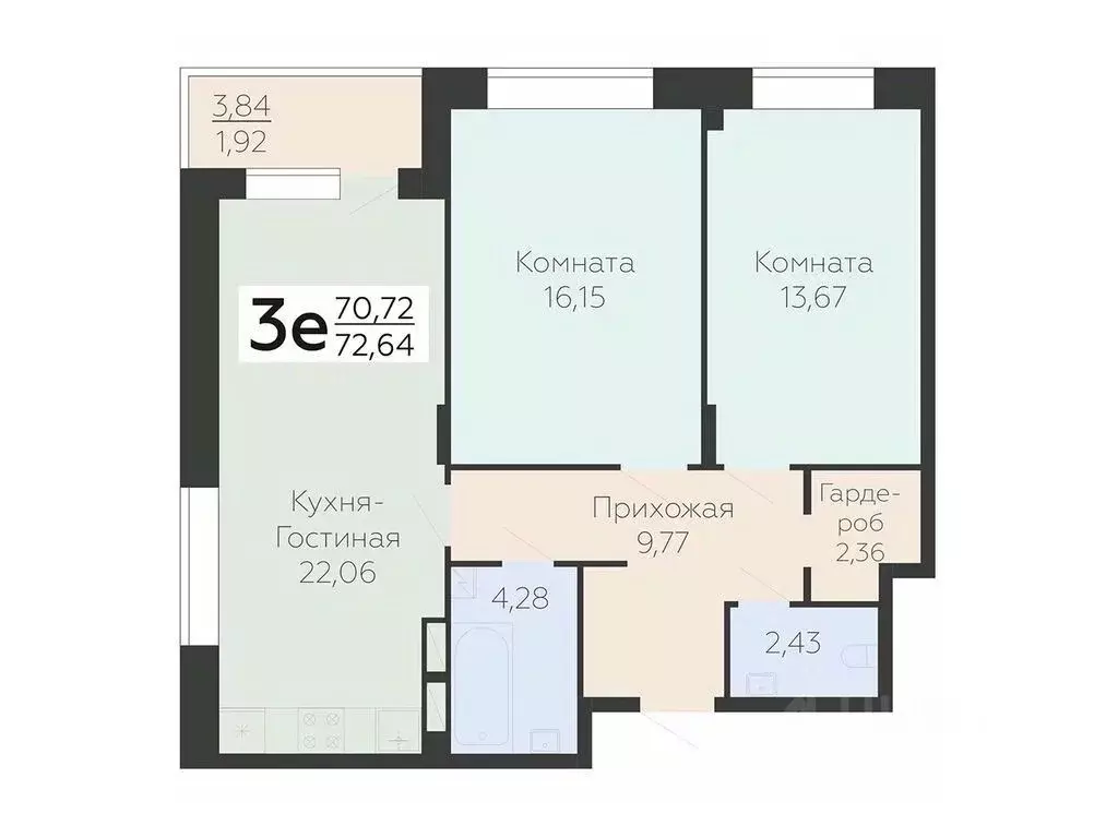 3-к кв. Воронежская область, Воронеж Электросигнальная ул., 9А (72.64 ... - Фото 0