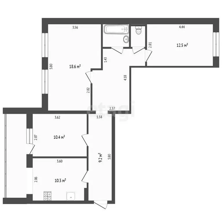 3-комнатная квартира: Тюмень, Широтная улица, 156/1 (74 м) - Фото 1
