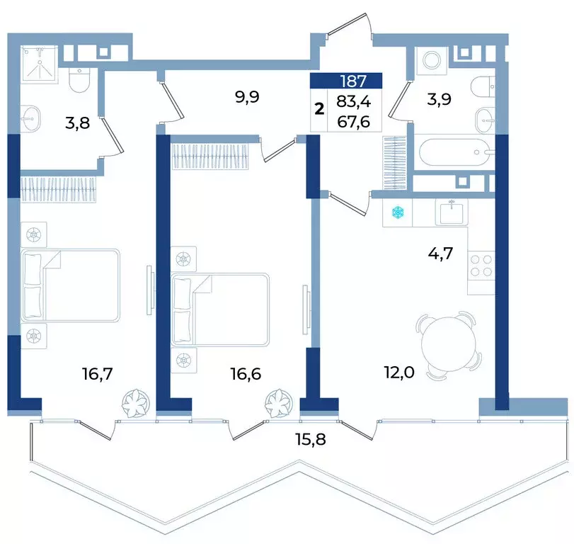 2-комнатная квартира: Алушта, Октябрьская улица, 10 (83.4 м) - Фото 1