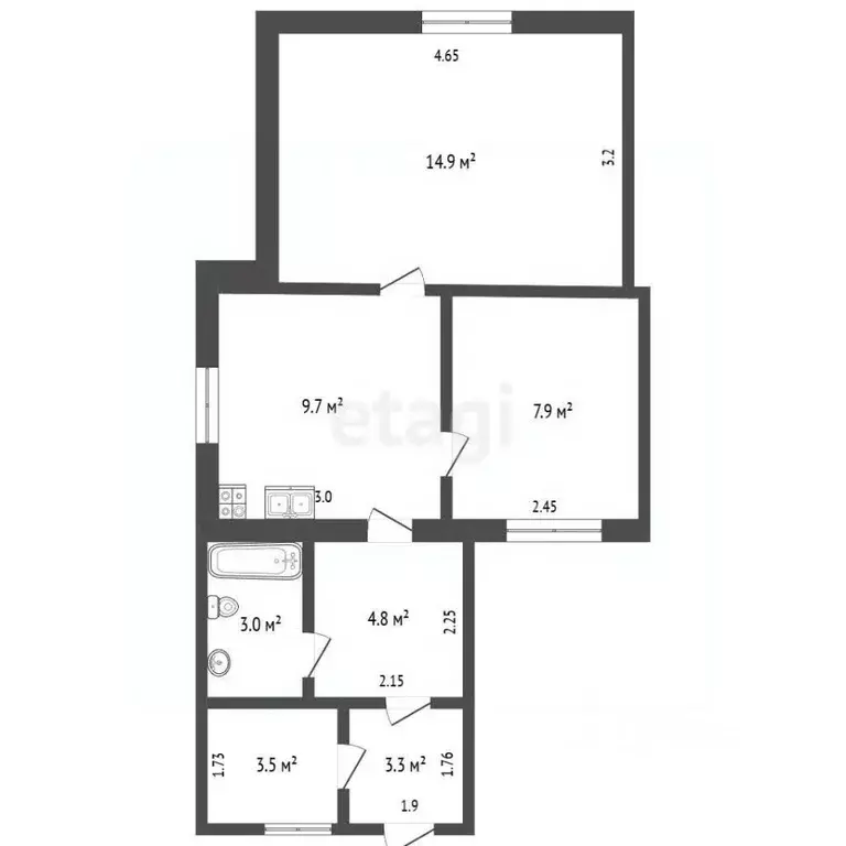 2-к кв. Костромская область, Нерехта Строительный пер., 52 (40.3 м) - Фото 1