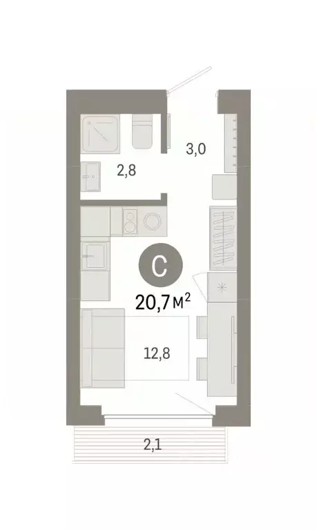Студия Новосибирская область, Новосибирск Лебедевский кв-л, 1/4 (20.7 ... - Фото 2