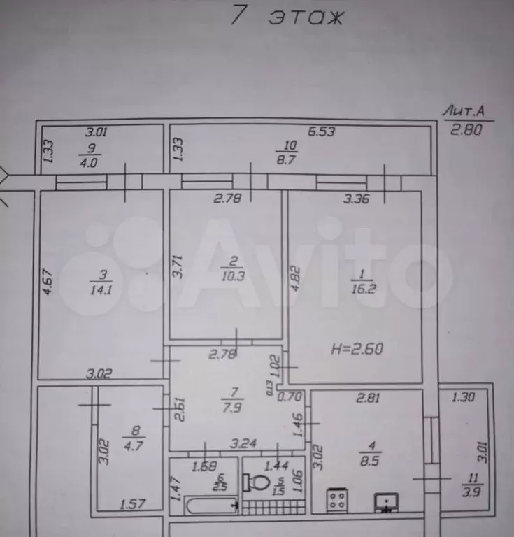 3-к. квартира, 82 м, 7/9 эт. - Фото 0