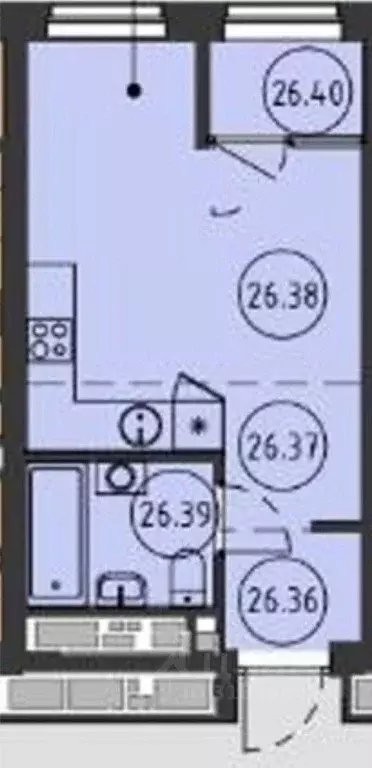 Студия Свердловская область, Екатеринбург ул. Репина (27.65 м) - Фото 0