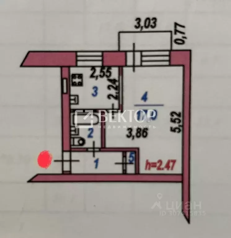 1-к кв. Ивановская область, Иваново Лежневская ул., 122б (30.1 м) - Фото 1