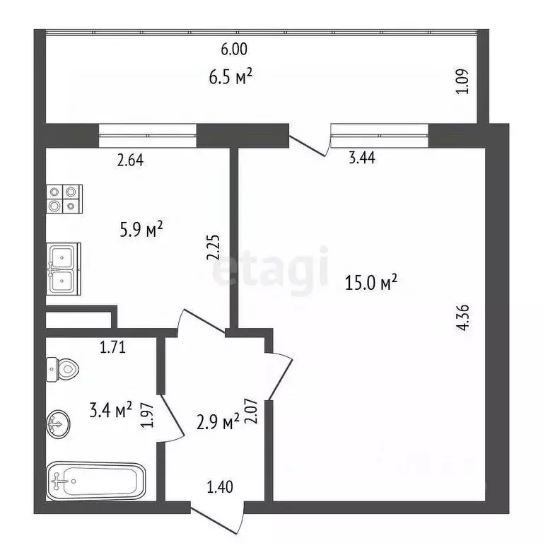1-к кв. Кемеровская область, Анжеро-Судженск ул. Сосновая, 16 (25.6 м) - Фото 1
