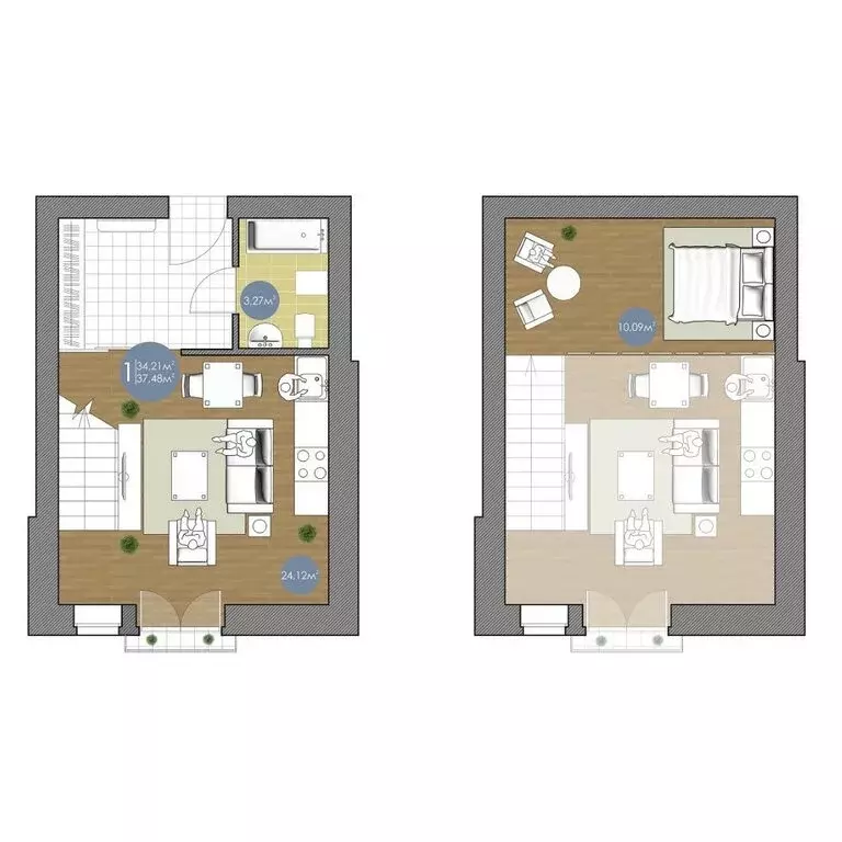 Квартира-студия: посёлок Пригородный, жилой комплекс Белый Остров (38 ... - Фото 1