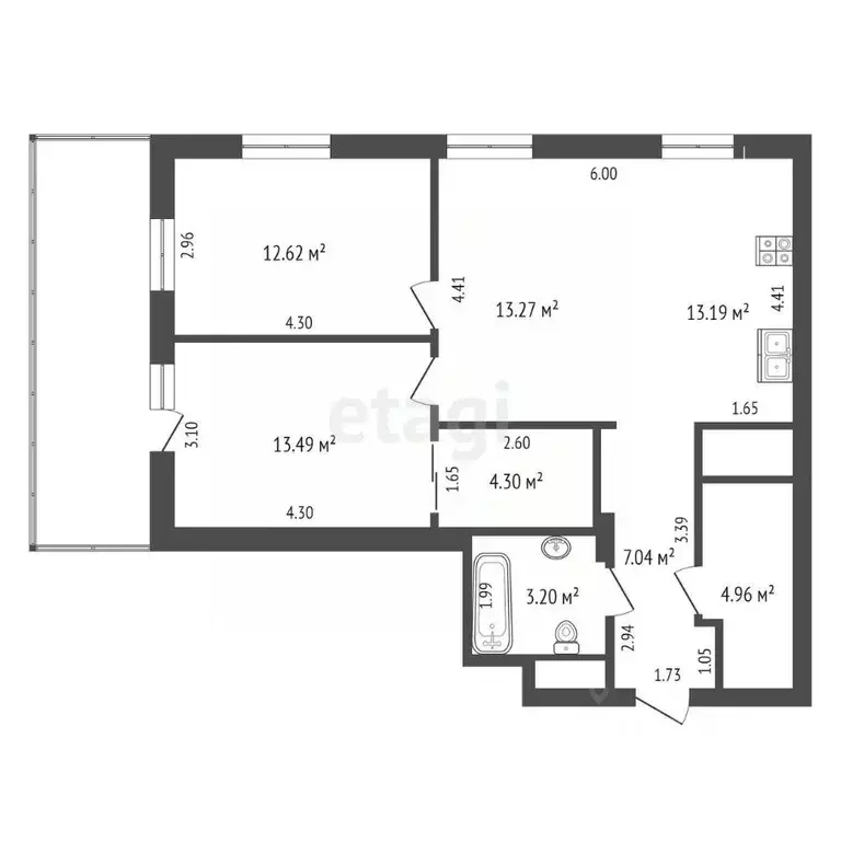 2-к кв. Ямало-Ненецкий АО, Новый Уренгой Дружба мкр, 6/2 (72.9 м) - Фото 2