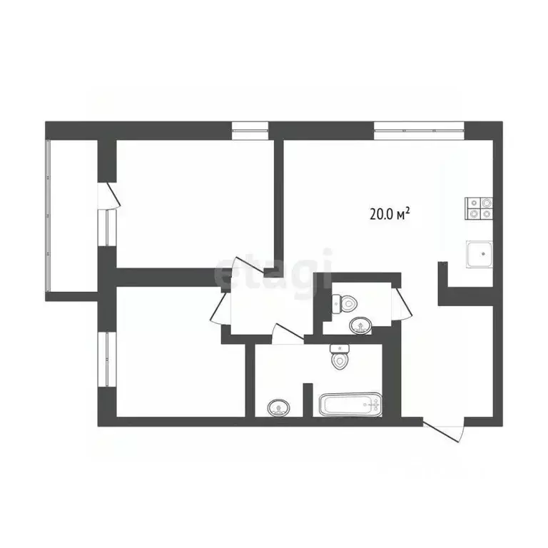 2-к кв. Тюменская область, Тюмень ул. Ю.-Р.Г. Эрвье, 24к1 (59.4 м) - Фото 2