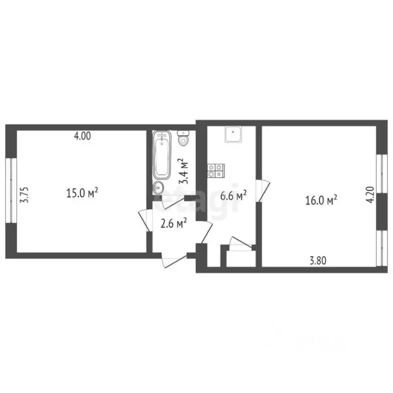 2-к кв. Ростовская область, Ростов-на-Дону Казахская ул., 89/3 (23.5 ... - Фото 1