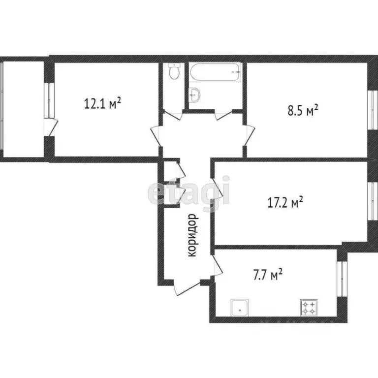 3-к кв. Вологодская область, Вологда ул. Текстильщиков, 16 (60.0 м) - Фото 2