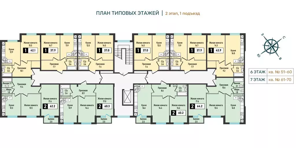 2-комнатная квартира: посёлок Иноземцево, улица Рядового Панченко, ... - Фото 1