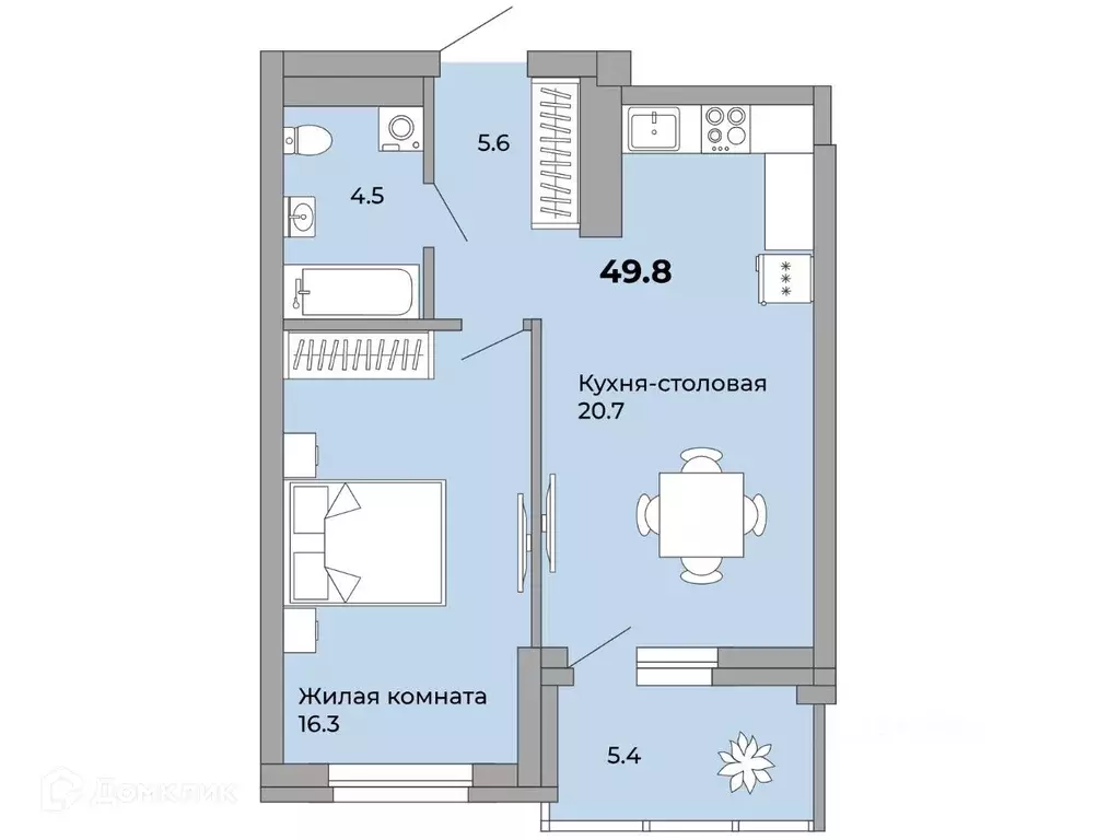 Продаётся 1-к квартира, 49.6 м - Фото 0