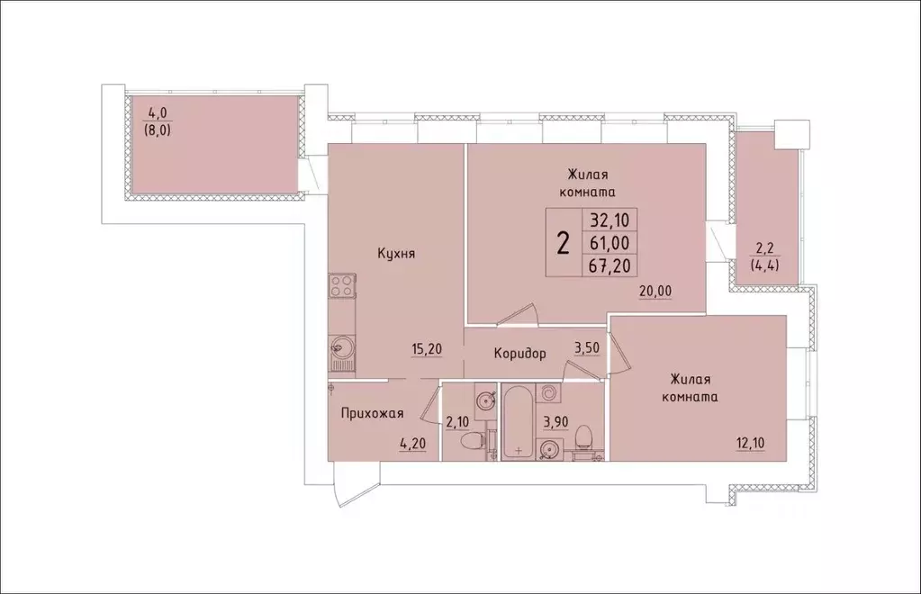 2-к кв. Кировская область, Киров Хлебозаводской проезд, 6 (67.2 м) - Фото 1