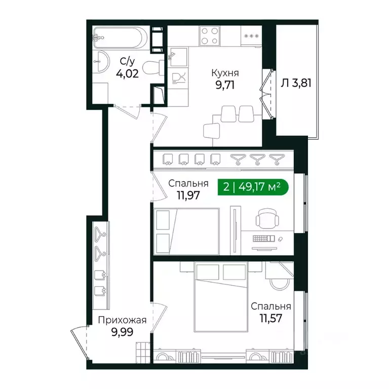 2-к кв. Ленинградская область, Сертолово Всеволожский район, ... - Фото 1