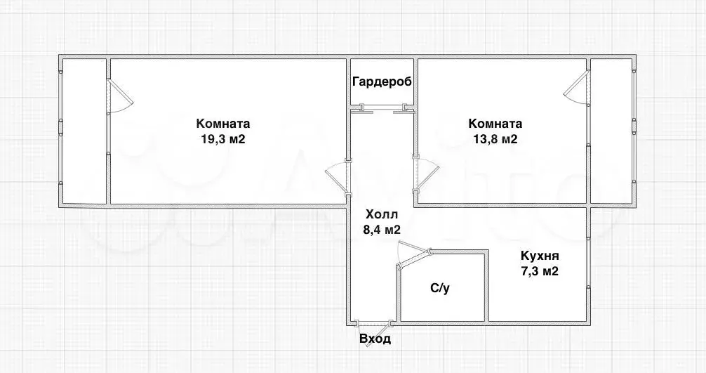 2-к. квартира, 54 м, 5/5 эт. - Фото 0