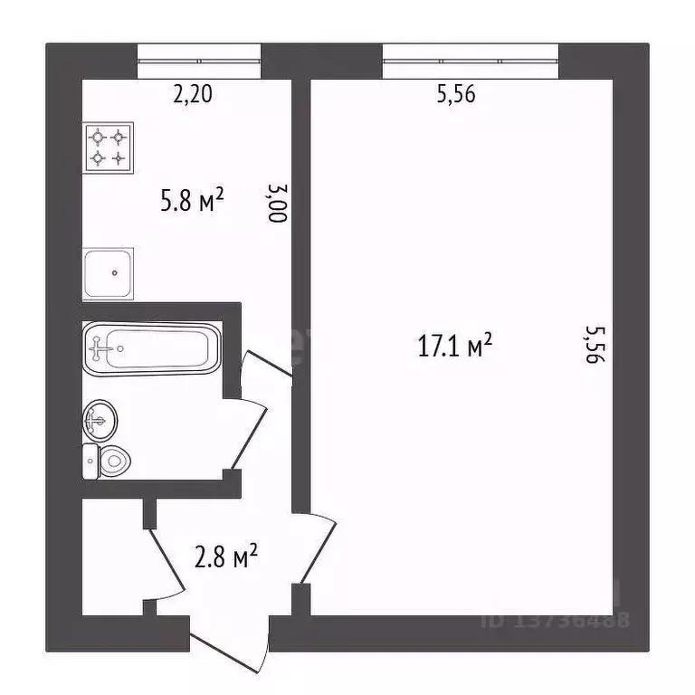 1-к кв. Амурская область, Благовещенск Пионерская ул., 153 (28.5 м) - Фото 1