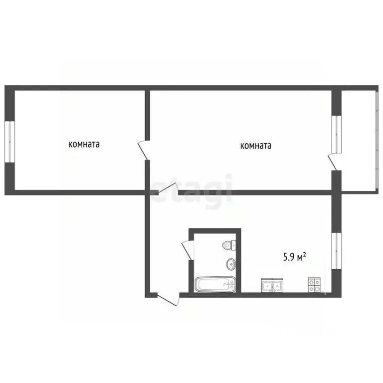 2-к кв. Ставропольский край, Ессентуки ул. Гагарина (40.0 м) - Фото 1