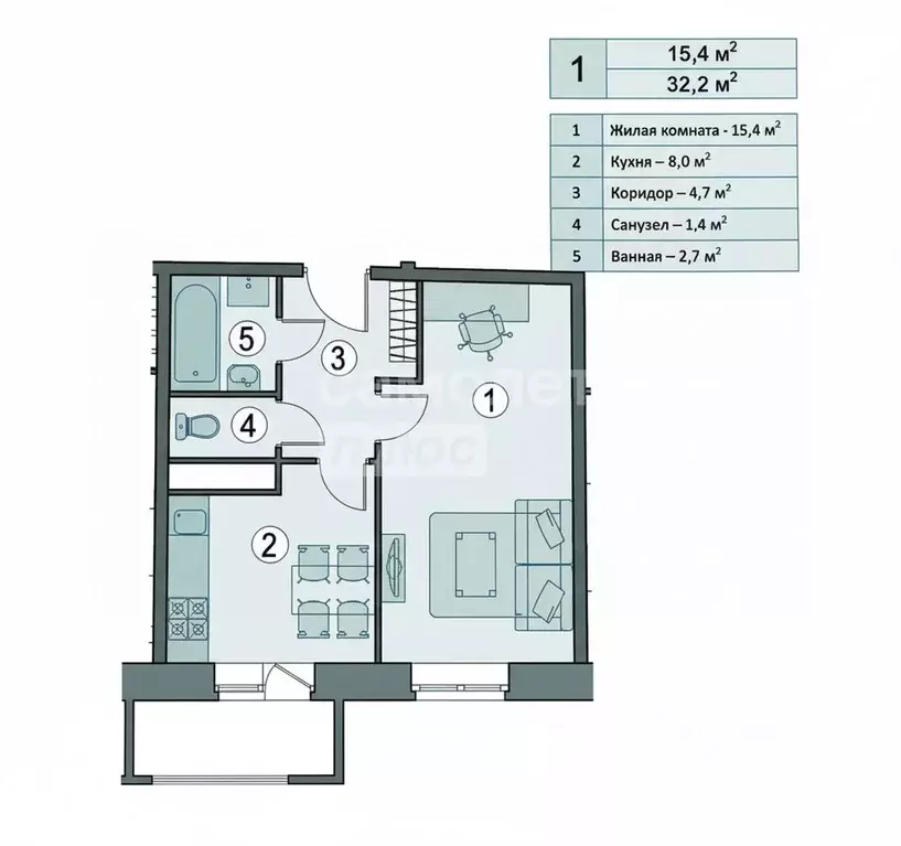 1-к кв. Московская область, Химки ул. Германа Титова, 14к1 (32.2 м) - Фото 2