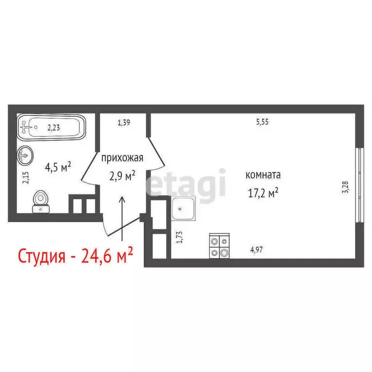 Квартира-студия: Екатеринбург, 2-я Новосибирская улица, 12 (24.6 м) - Фото 0