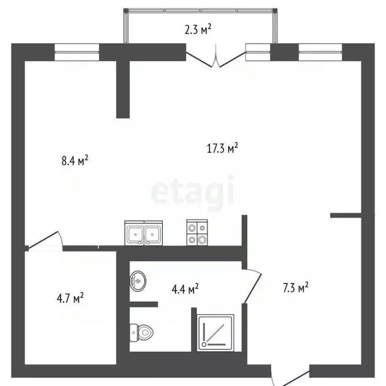 1-к кв. Тюменская область, Тюмень ул. Газовиков, 44 (41.9 м) - Фото 1