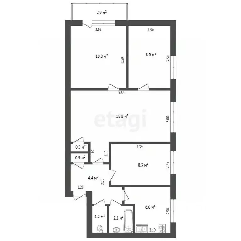 4-к кв. Самарская область, Самара Ставропольская ул., 111 (62.0 м) - Фото 2