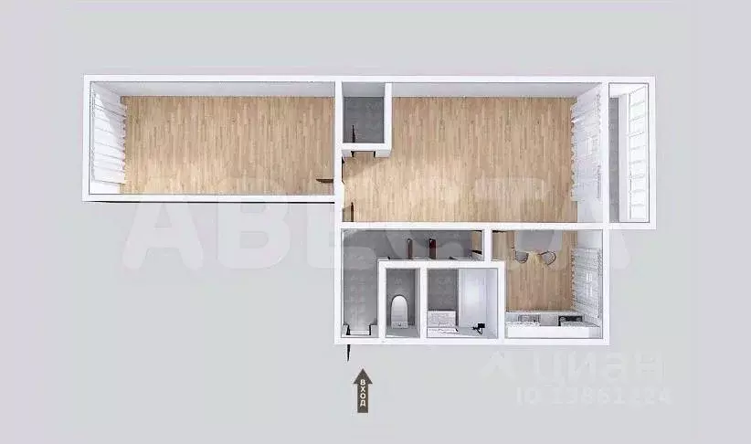 2-к кв. Омская область, Омск ул. Туполева, 1Б (44.5 м) - Фото 1