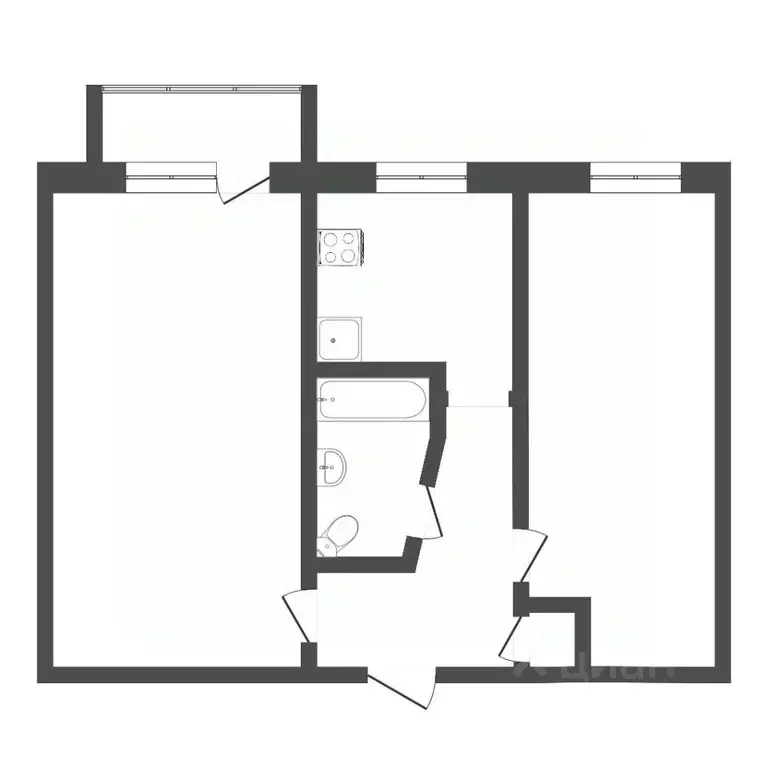2-к кв. Тюменская область, Тюмень Комбинатская ул., 38 (44.2 м) - Фото 2